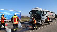 Die Unfallstelle auf der B 316 in Rheinfelden.