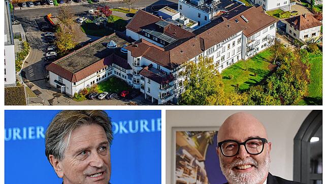 Haben kleine Krankenhäuser wie das in Stockach eine Zukunft? Gesundheitsminister Manfred Lucha (links) und Bürgermeister Rainer Stolz ...