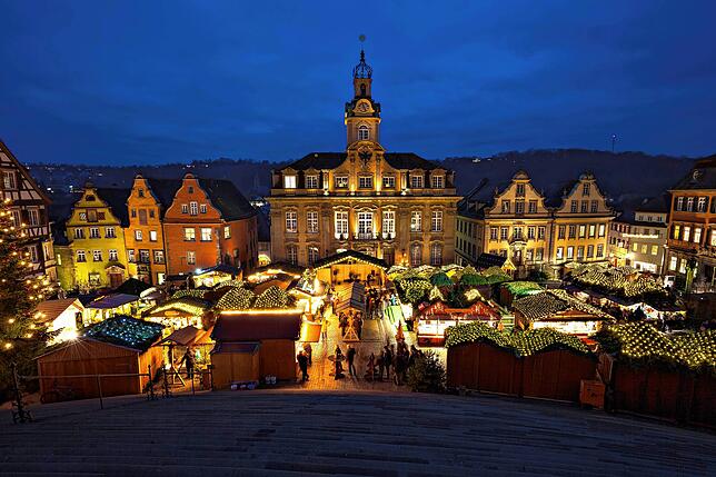 Der Weihnachtsmarkt von Schwäbisch Hall.