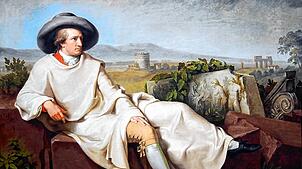 Goethe in der Campagna, gemalt von Johann Heinrich Wilhelm Tischbein im Jahr 1787.