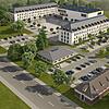 So soll der neue Verwaltungsbau auf dem ehemaligen Kasernengelände Mangin im Jahr 2021 einmal aussehen. Bild: Stadt VS