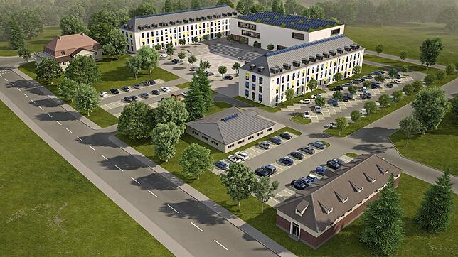 So soll der neue Verwaltungsbau auf dem ehemaligen Kasernengelände Mangin im Jahr 2021 einmal aussehen.