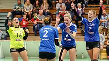 Jaaaaaa! Die Villinger Volleyballerinnen (von links) Sonja Kühne, Ramona Dietrich, Nina Gass und Lisa Spomer bejubeln einen ihrer vielen ...