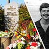 (Links) Am Gedenkstein für Thomas Lachmaier und Stefan Jetzer wurden 25 Jahre nach der Tat Blumen niedergelegt. Das rechte Bild zeigt ...