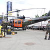 Der Rettungshubschrauber vom Typ Bell UH 1D, den die Bundeswehr an der Südwest Messe zeigt. Die Soldaten haben ihn nach dem Transport ...