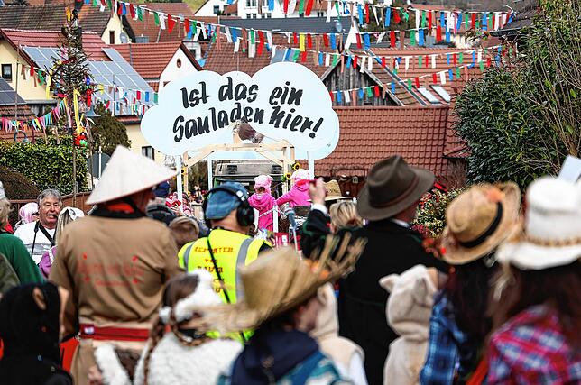 Bild 38: Fastnacht auf dem Schienerberg: Tausende feiern den Höriumzug mit kreativen Mottos