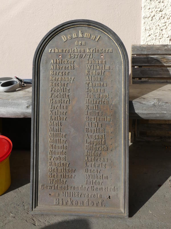 Erinnerungstafel an die Helden des Krieges gegen Frankreich 1870/71.
