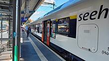 Ein Seehas am Konstanzer Bahnhof. Viele Fahrgäste haben bereits in den Pfingstferien das Deutschlandticket genutzt.