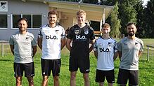 Junge Hoffnungsträger verstärken die SG Kirchen-Hausen. Chefcoach Berkay Cakici (von links) mit Max Weber, Phil Burkarth, Justin Tay ...