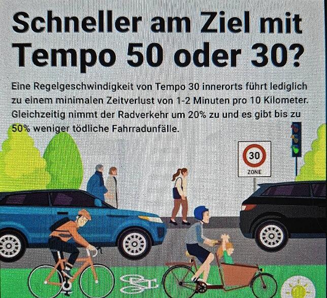 Eine Studie, auf die der Verkehrsclub Deutschland (VCD) mit dieser Grafik verweist, erklärt die Auswirkung von Tempo-30 in Städten.