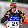 Der ungläubige Blick von Janina Hettich-Walz: Kurz nach dem Zieleinlauf sieht die Schwarzwälderin, dass auf dem Bildschirm die 2 leuchtet.