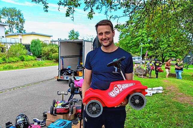 Jugendpfleger Christian Haas war Organisator des ersten Mönchweiler Bobbycar-Rennens. Und ist mit der Resonanz ganz zufrieden.