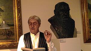 Im Thoma-Museum: Berthold Weiger liest aus Hans Thomas Autobiographie „Im Winter des Lebens“. Bild: Karin Steinebrunner