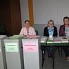 Blick ins Kirchdorfer Wahlbüro am Sonntagvormittag: Dort sind die Wahlhelferinnen (von links) Andrea Vogel, Angelika Fürderer und ...