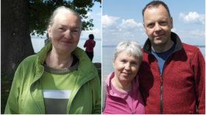 Mathilda Bustert (links) war wichtig, dass beim Umbau alle Bäume erhalten werden. Carola und Bernhard Richter freuen sich nun über den ...