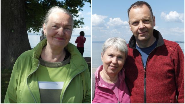 Mathilda Bustert (links) war wichtig, dass beim Umbau alle Bäume erhalten werden. Carola und Bernhard Richter freuen sich nun über den ...