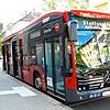 Einer der E-Busse auf der Linie 6. Hier hält er an der Haltestelle Markgrafenstraße.