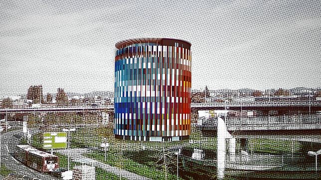 So soll es aussehen: An der Auffahrt zur Schänzlebrücke wird das vielfarbige Gebäude mit dem Panorama von Konstanz zur Konzilzeit eine ...