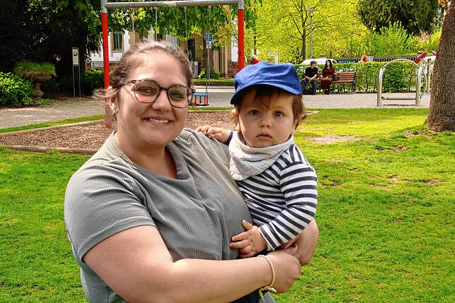 Anita Raible und ihr 14 Monate alter Sohn Benedikt.