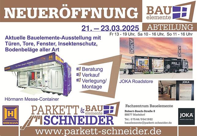 Bild 1: Neueröffnung der neuen Ausstellungsräume Parkett Schneider: Service jetzt komplett unter einem Dach