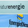 Aus dem Energieversorger Energiedienst wird der Energieversorger Naturenergie. Unsere Montage zeigt oben den neuen Namen und das jetzige ...