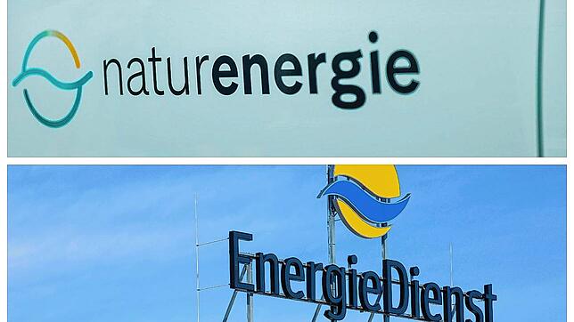 Aus dem Energieversorger Energiedienst wird der Energieversorger Naturenergie. Unsere Montage zeigt oben den neuen Namen und das jetzige ...
