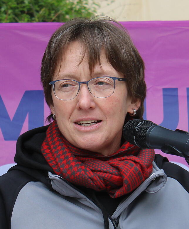 Catharina Clay, Landesbezirksleiterin der IG BCE, hielt die Hauptrede in Rheinfelden.