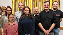 Verabschiedet wird Kerstin Waldvogel (hinten von links) als Leiterin. Nachfolger ist Stefan Bartle mit Lothar Hättich und Steffen Feis. ...