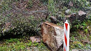 Ein Fels ist am Wochenende, 26./27. Juli, auf die L157 gestürzt. Seitdem ist die Straße durch das Schlüchttal gesperrt.