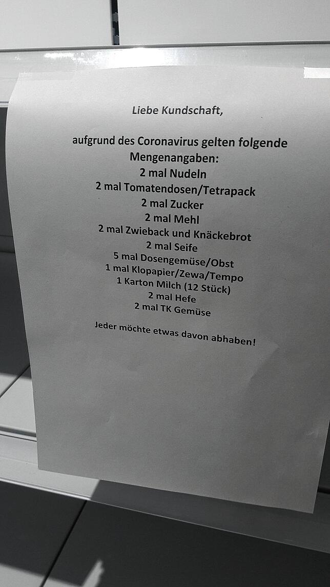 Hinsichtlich der Warenmengen gibt es bei bestimmten Produkten Einschränkungen.