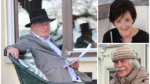Links: Martin Walser im Garten seines Hauses in Überlingen-Nußdorf wenige Tage vor seinem 90. Geburtstag. Rechts oben: Friseurmeisterin ...