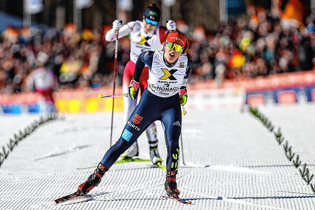 Nathalie Armbruster holte 2023 in Schonach einen Podiumsplatz.