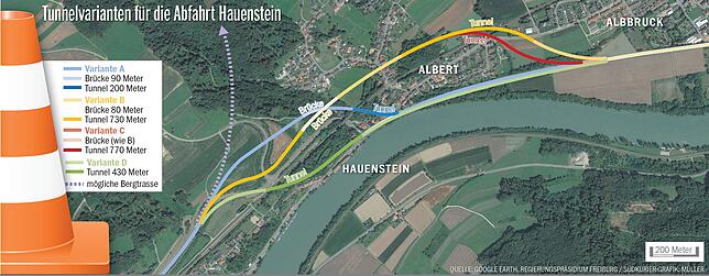Diese vier Tunnelvarianten stellte das Regierungspräsidium 2017 vor.