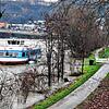 Der Rhein hat Hochwasser, aber der Pegel sinkt. Das Rheinufer in Bad Säckingen ist am 14. Dezember 2023 weiterhin für Spaziergänger ...