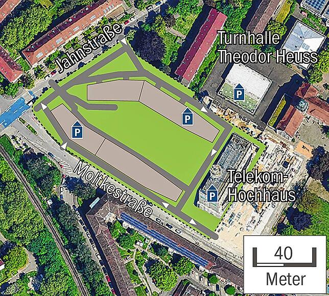 Bild 1: Tiefgaragen-Einfahrt an der Fahrradstraße? Das ist beim Neubau am Telekom-Hochhaus geplant