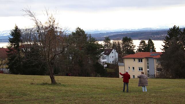 Heiß diskutiert: Die bislang freie Wiese an der Oberen Sankt Leonhardstraße, von der aus man auf Bodensee und Berge sieht, sollte nach ...
