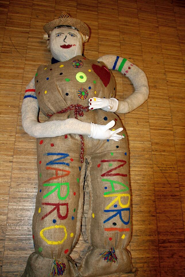 Die Fasnetpuppe 2019 der Historischen Narrenzunft Markdorf in voller Größe. Sie wurde von Lena Reiner, Franziska und Verena Rick sowie ...