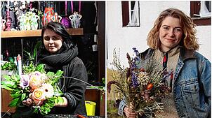 Julia Serper vom Blumengeschäft Blumen Art Manufaktur und Johanna Burghardt mit ihrem Blumenverkauf Biotophilie zeigen, was sie zum ...