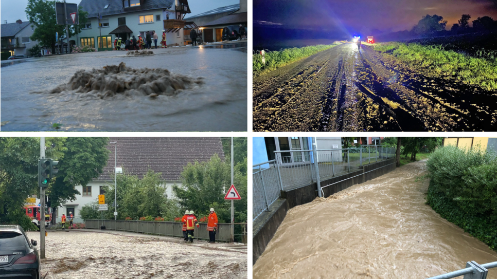 Bilder einer Wetterextreme: In Mühlhausen quoll die Kanalisation über, zwischen Hörhausen und Dettighofen spülte der Starkregen Erdreich ...