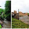 Nach einem Starkregenereignis riss die Flut des Mühlbachs in Grimmelshofen einen Teil des Hauses der Familie Perera mit (links). Heute ...