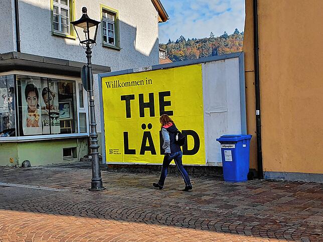 Auch in Waldshut stiftete Kampagne vor allem Verwirrung. Eine Passantin läuft in der Waldtorstraße an einer Plakatwand mit der ...