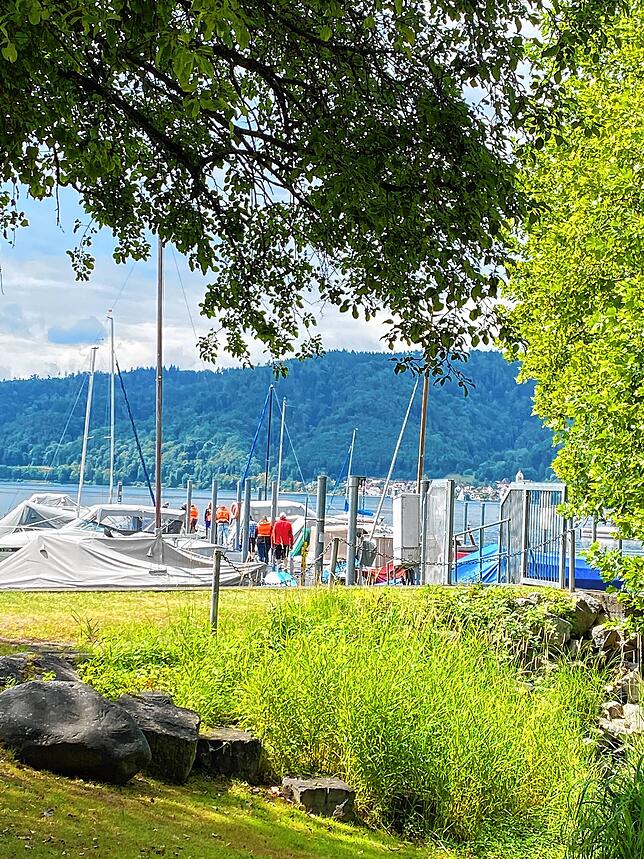 Im Uferpark helfen Betreuer und Mitglieder der Wassersportfreunde Ludwigshafen den Teilnehmern, Schwimmwesten anzulegen. Dann werden sie ...