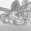 Die Drehleiter der Feuerwehr Weingarten zum Ausmalen.