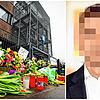 Blumen und Kerzen vor dem Eingangsbereich eines Gemeindehauses der Zeugen Jehovas in Hamburg erinnern an die Opfer von Philipp F. (rechts).