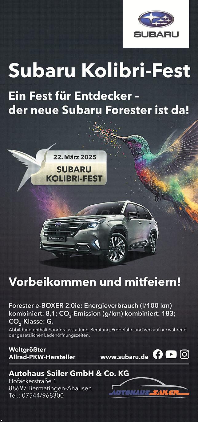 Bild 1: Schaufenster: Neuer Subaru Forester beim Autohaus Sailer
