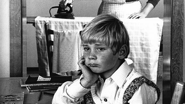 Hausfrau und gelangweilter Sohn in den 60er-Jahren: Die Zuständigkeiten waren damals noch klar verteilt.