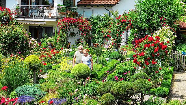 Glücklich: Ingrid und Herbert Wehrle in ihrem selbstgeschaffenen Pflanzenparadies.