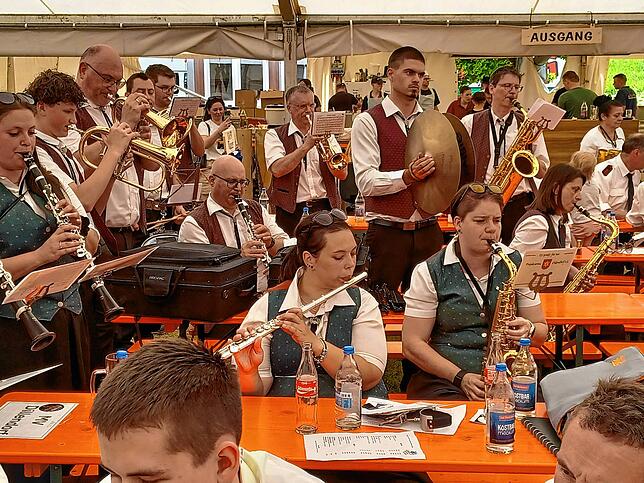Bild 13: Gute Laune beim Bezirksmusikfest in Lausheim