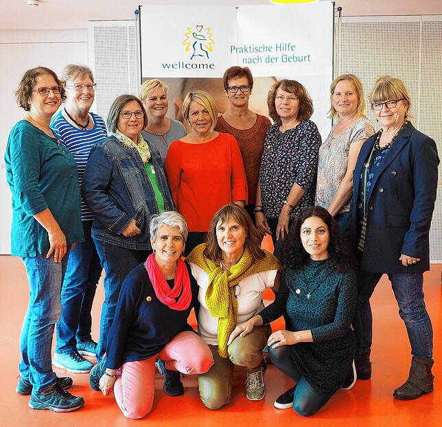wellcome Ehrenamtliche im Landkreis Sigmaringen Personen von links, oben: Beate Kern, Stefanie Pfeifer, Gaby Kinzel, Susanne Westhauser, ...