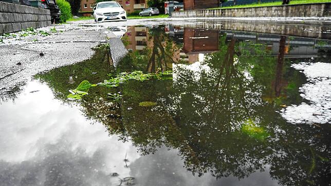 Die Hagelkörner, die am Sonntagabend in Bad Säckingen vom Himmel fielen, setzten die Habsburgerstraße unter Wasser.